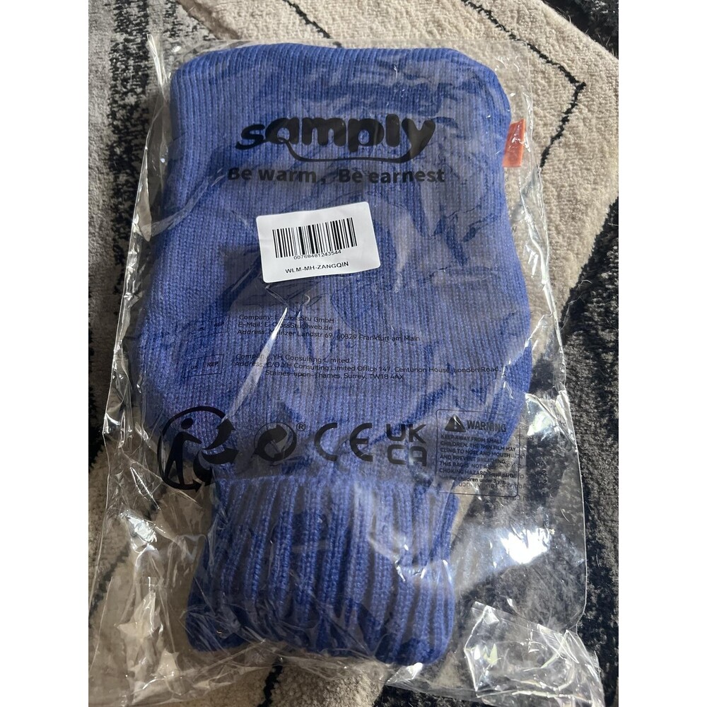 Samply Hot Water Bottle with Blue Knotted Cover